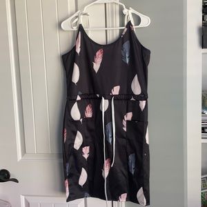 Large dress, swim cover with feathers tie at waist and shoulders